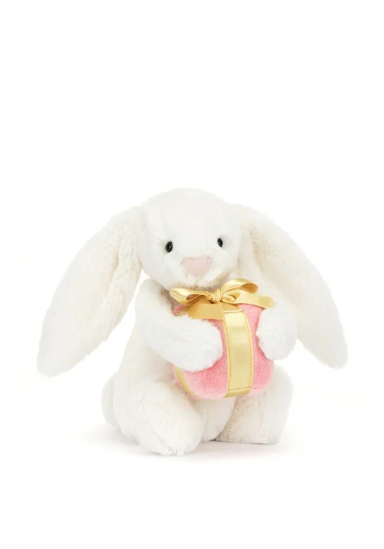 Plush and comforting Jellycat figuresJellycat Bashful Bunny With Present, White