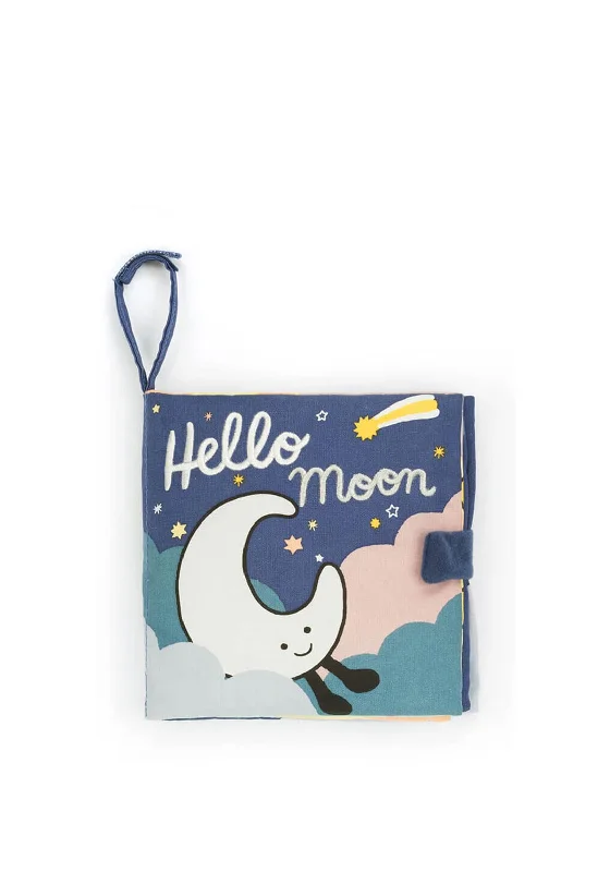 Cuddly and delightful Jellycat naptime buddiesJellycat Hello Moon Fabric Book, Blue
