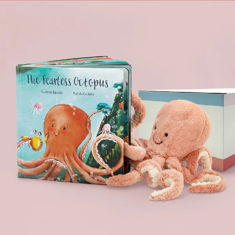 Huggable and comforting Jellycat creationsJellycat Odell Octopus Soft Toy with Odell, The Fearless Octopus Book Gift Set
