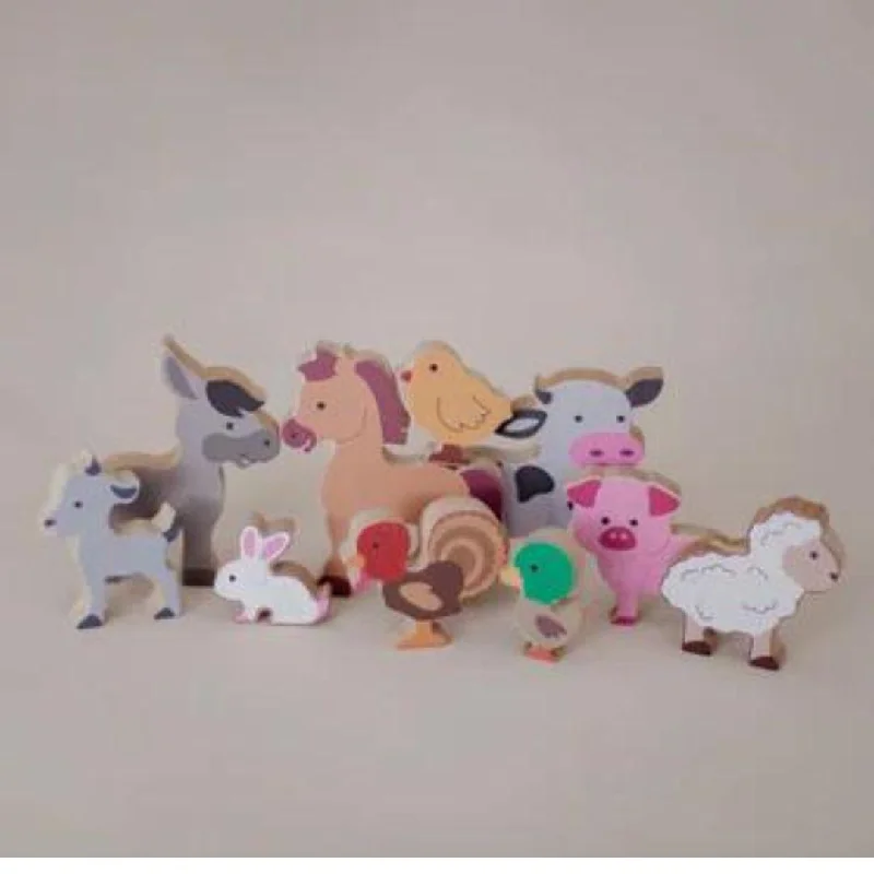 thoughtfully designed wooden toys              Baby Farm Animals - Set of 10