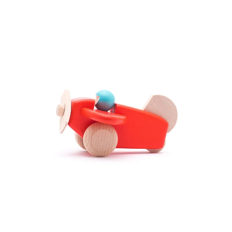 eco-conscious wooden toys that promote sustainability                   Bajo airplane with pilot red