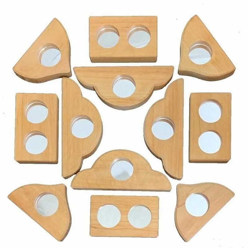 skillfully made wooden toys               Bauspiel Mirror Blocks - 12pc