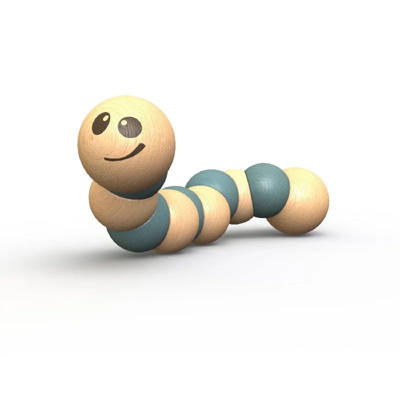 eco-friendly and sustainably made wooden toys                   BeginAgain Earthworm Blue