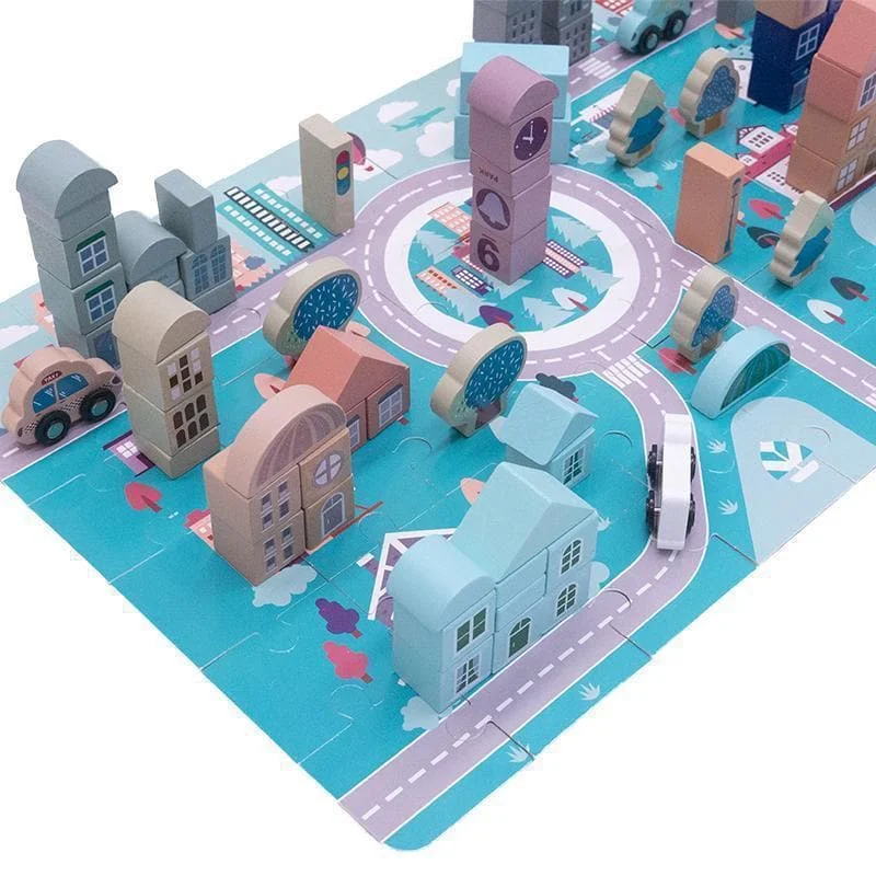 safe and non-toxic wooden toys for babies                   Busy City Block Set