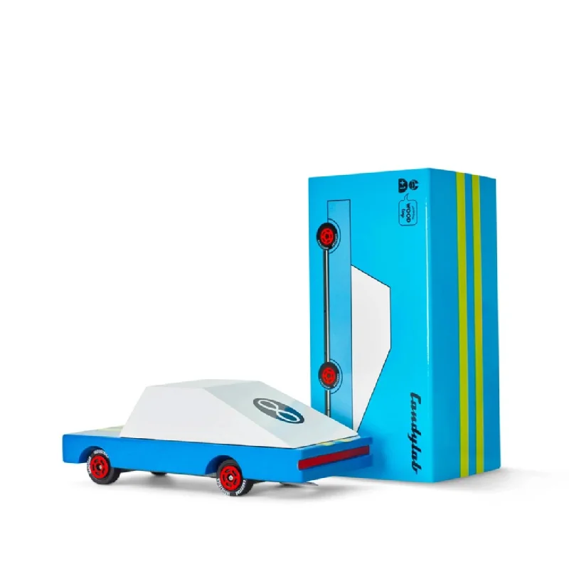 environmentally conscious wooden toys                 Candylab Candycar Blue Racer #8