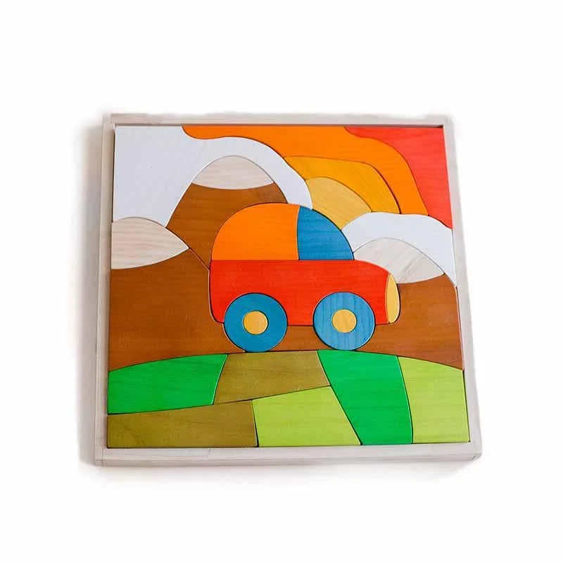 intricately carved wooden toys                   Car Puzzle & Play Set