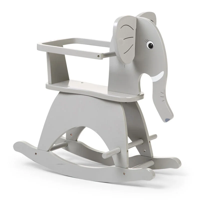 handcrafted wooden toys                  Childhome Rocking Elephant Grey + Brace