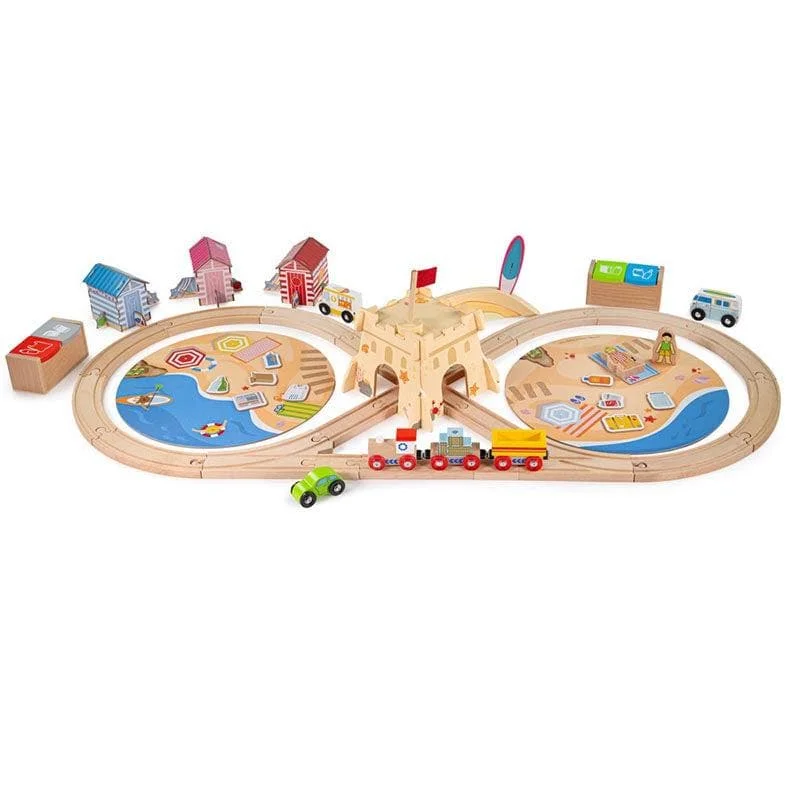 eco-conscious and sustainable wooden toys for children                   Coastal Clean Up Train Set