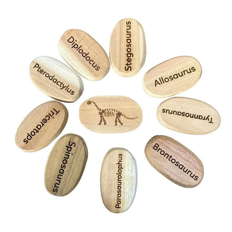 educational wooden toys                   Dinosaur Stones Set of 10