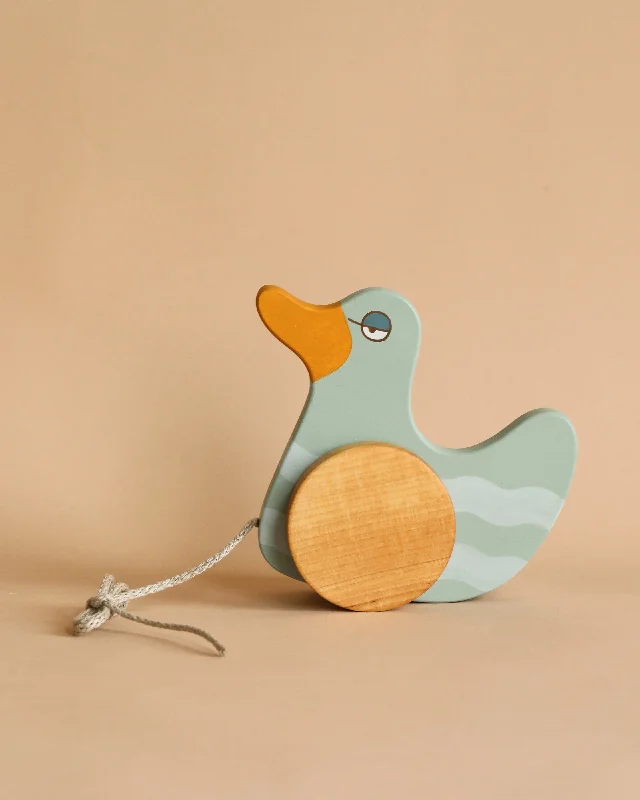 skillfully made wooden toys               Duck Pull Toy - Mint Green