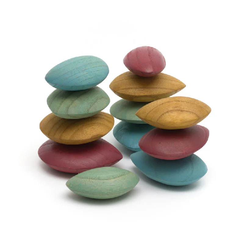 engaging and educational wooden toys                  Earth Wood Pebbles <br> Set of 12