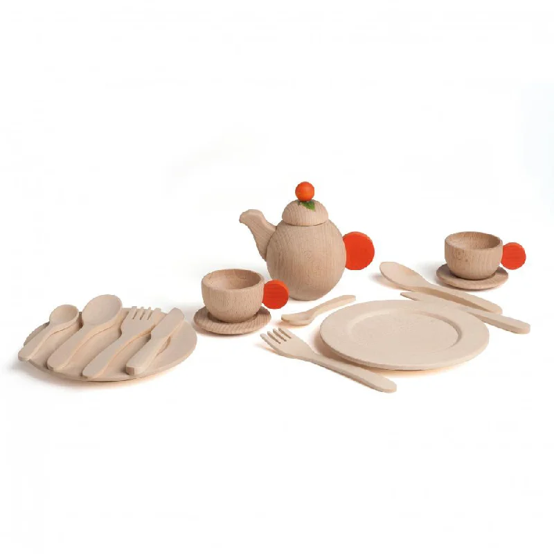 beautifully detailed wooden toys                  Erzi Crockery Set Nature