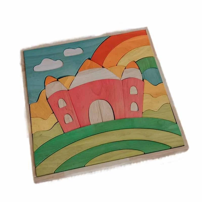 safe and appropriate wooden toys for young children                   Fairy Castle Puzzle & Play Set