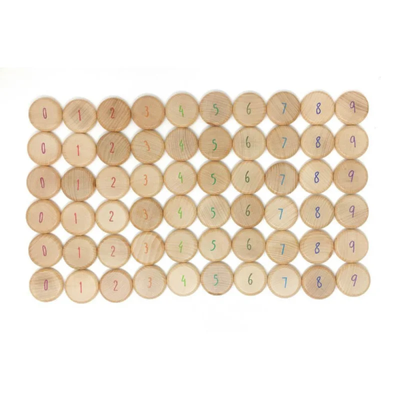 timeless classic wooden toys                   Grapat natural wood coins to count 60 pcs