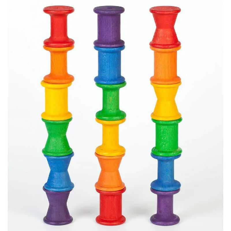 safe and child-appropriate wooden toys for different stages of development Grapat coloured spools 18 pcs safe and child-appropriate wooden toys for different stages of development Grapat coloured spools 18 pcs