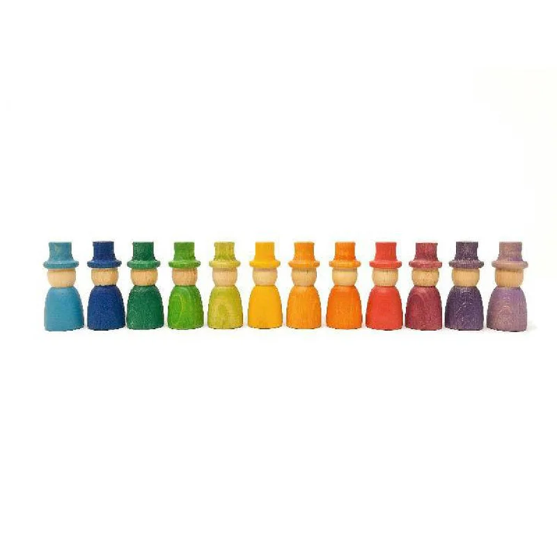 safe and appropriate wooden toys for young children Grapat coloured wizard nins with hats 12 pcs safe and appropriate wooden toys for young children Grapat coloured wizard nins with hats 12 pcs