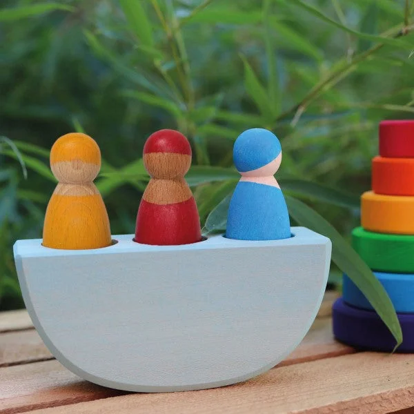 durable wooden toys                  Grimm's 3 in a boat coloured