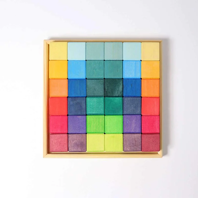 play-value packed wooden toys                   Grimm's rainbow building set squares