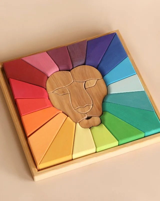 engaging wooden toys                   Grimm's Rainbow Lion Building Set