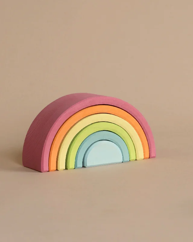 eco-friendly wooden toys made from sustainable materials Grimm's Rainbow Pastel Stacker eco-friendly wooden toys made from sustainable materials Grimm's Rainbow Pastel Stacker