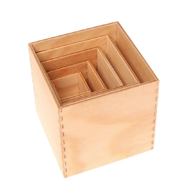 playful wooden toys                  Grimm's small stacking boxes - natural