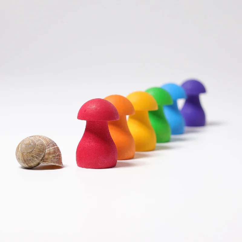 non-toxic wooden toys                   Grimm's sorting game rainbow mushrooms 12 pcs