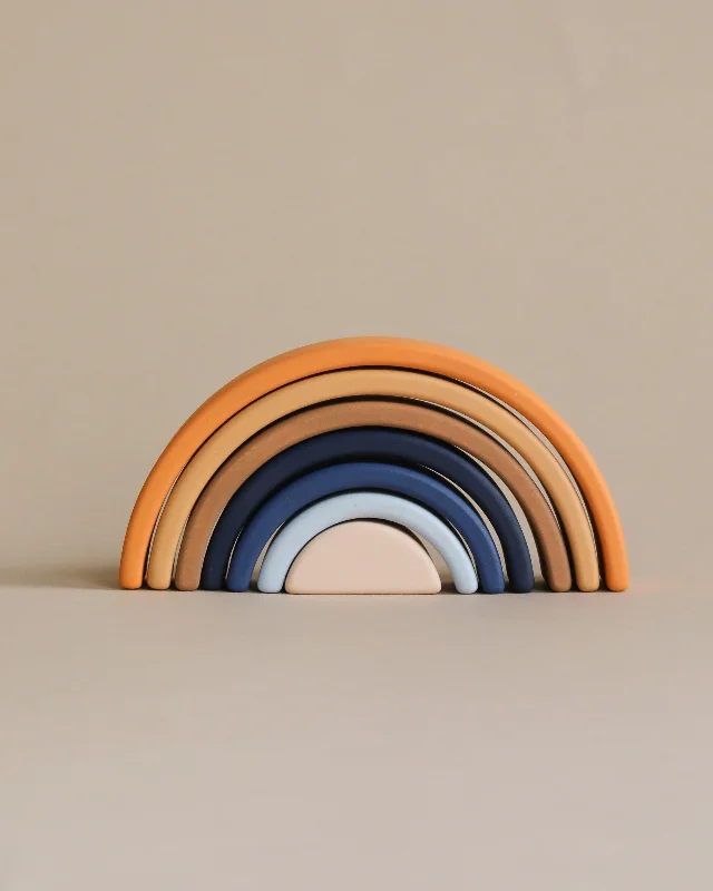 child-safe wooden toys                 Handmade Mini Rainbow Stacker - Desert Night