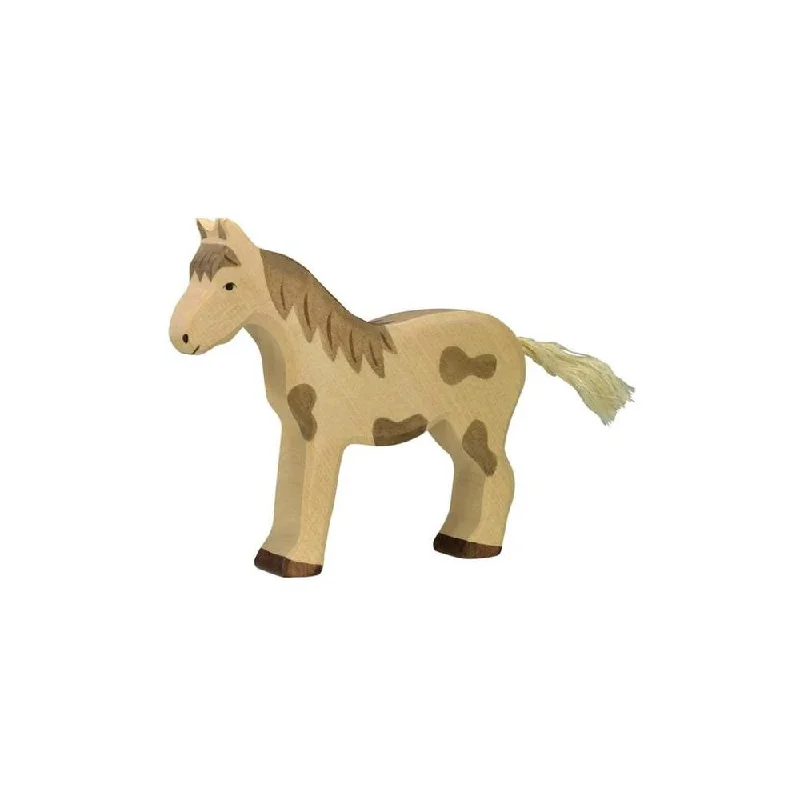 colorful and cheerful wooden toys                   Holztiger dappled standing horse
