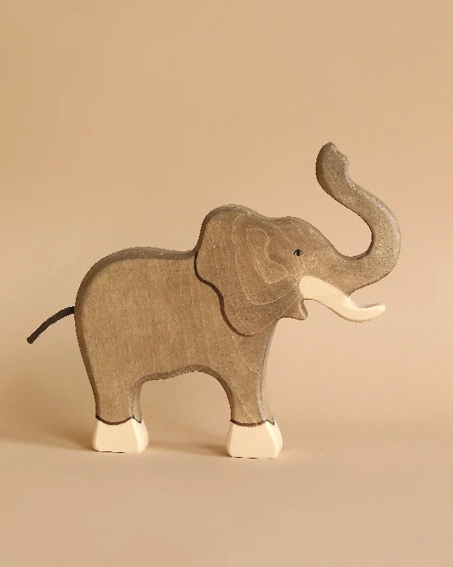 sturdy wooden toys                  Holztiger Elephant, Trunk Raised