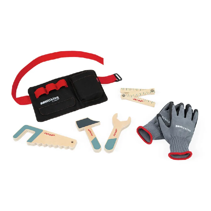 timeless wooden toys                   Janod Bricokids Tool Belt and Gloves Set
