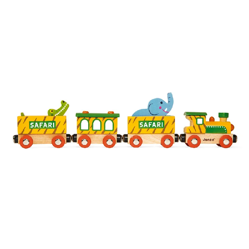 eco-friendly wooden toys made from sustainable materials                   Janod Story Safari Train
