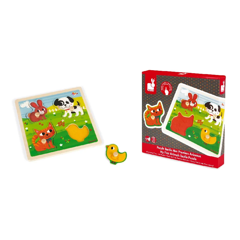 handcrafted wooden toys                  Janod Tactile Puzzle - My First Animals