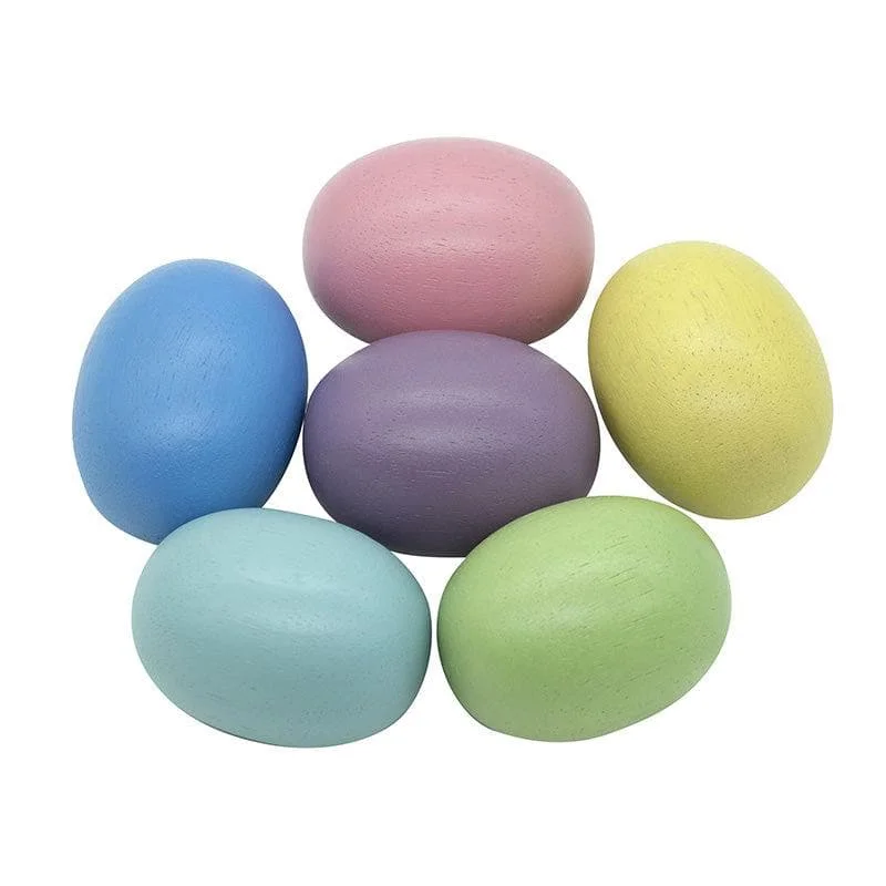 tactile wooden toys                   Jumbo Eggs Set Of 6 - Pastel Colour
