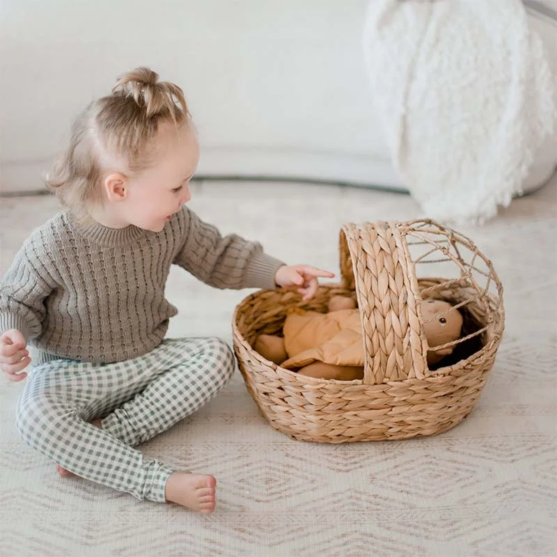 sustainably sourced wooden toys                   Jute Doll Basket