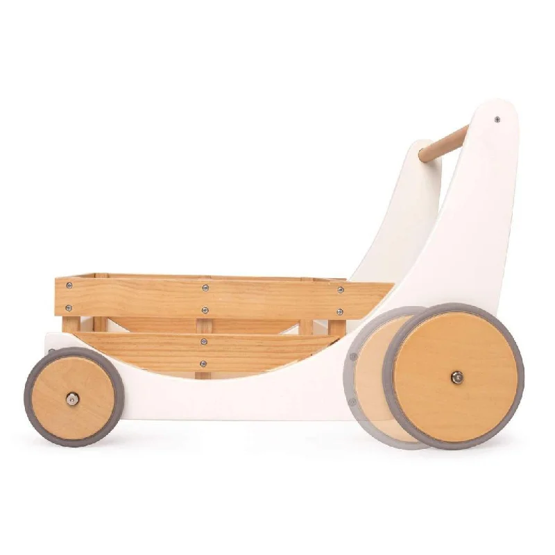thoughtfully crafted and safe wooden toys                   Kinderfeets Cargo Walker - White