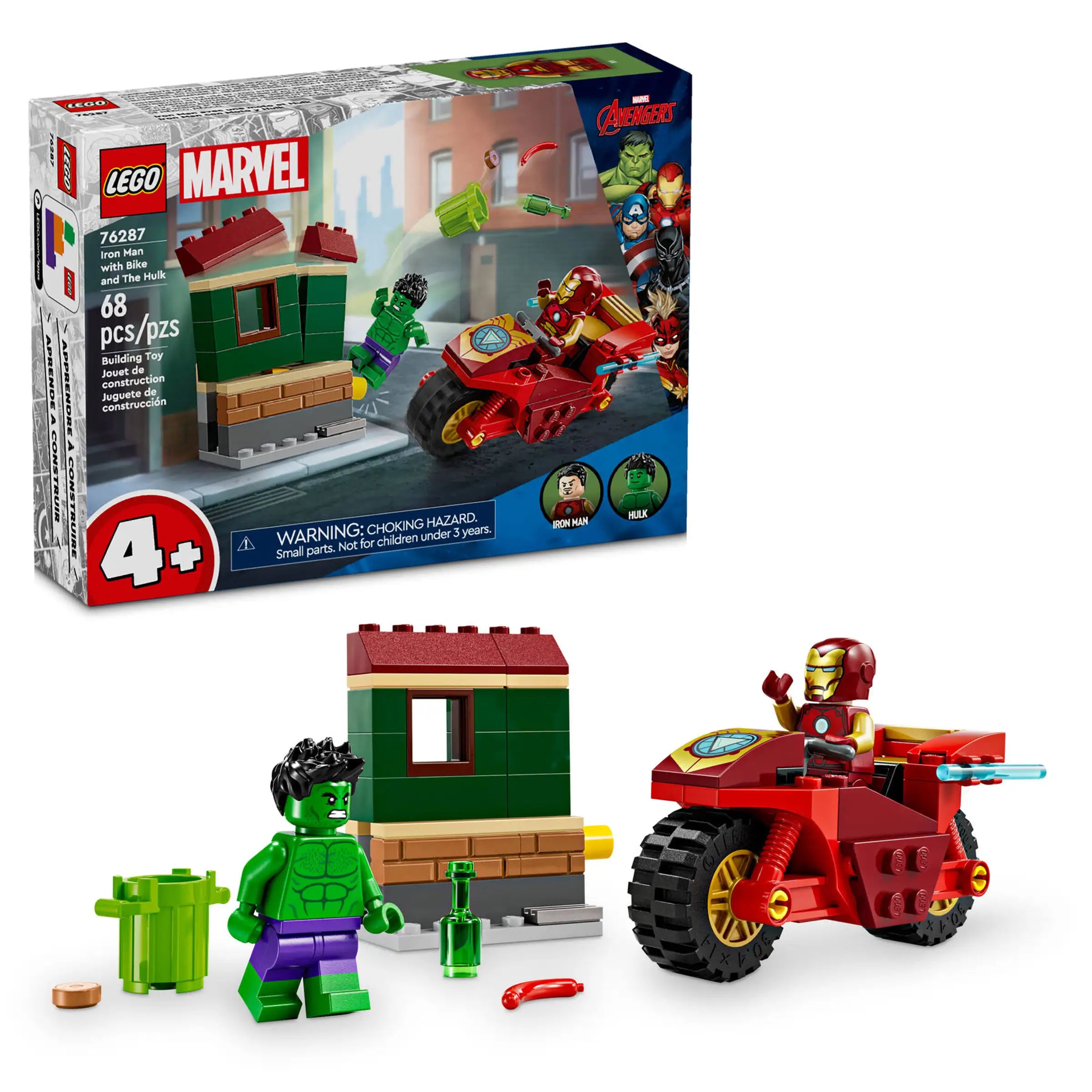 Iconic and recognizable LEGO charactersLEGO MARVEL 76287 Iron Man with Bike and The Hulk Iconic and recognizable LEGO charactersLEGO MARVEL 76287 Iron Man with Bike and The Hulk