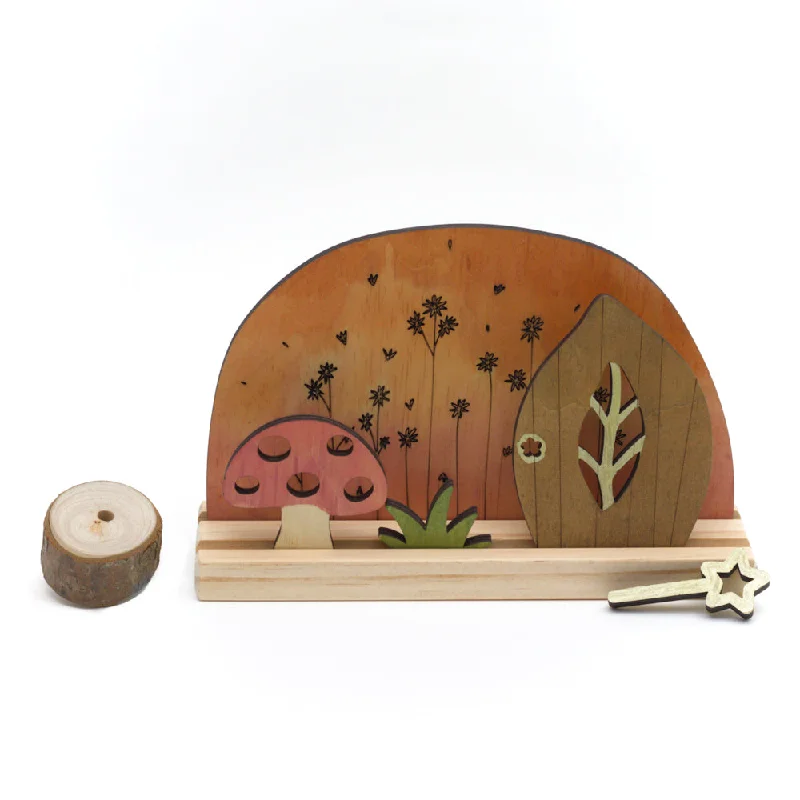 sturdy construction wooden toys                   STORY SCENE <br> fairy garden