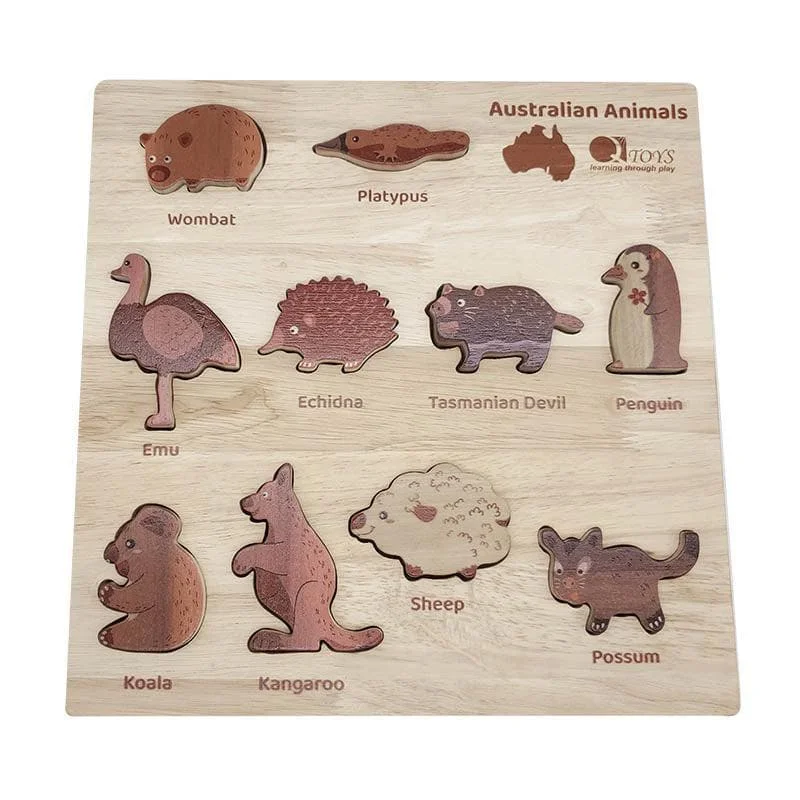 naturally finished and non-toxic wooden toys                   Natural Australian Animal Puzzle