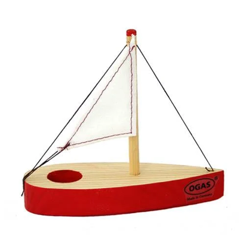 safe and durable wooden toys                   Ogas blue mini wooden sailboat