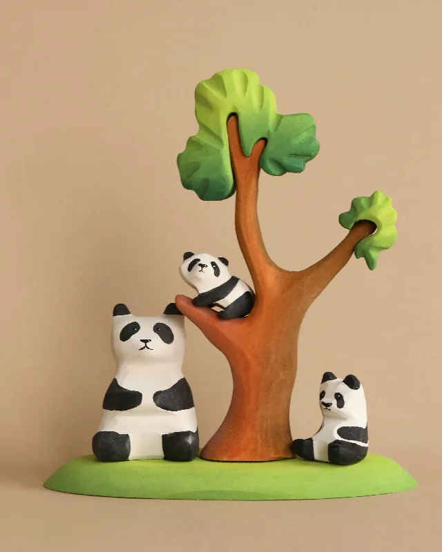 sturdy and durable wooden toys for rough play                   Panda Bears And Tree Set