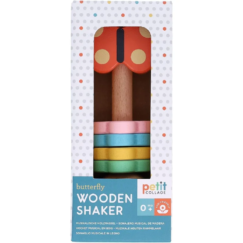 playful wooden toys                  Petit Collage butterfly wooden shaker