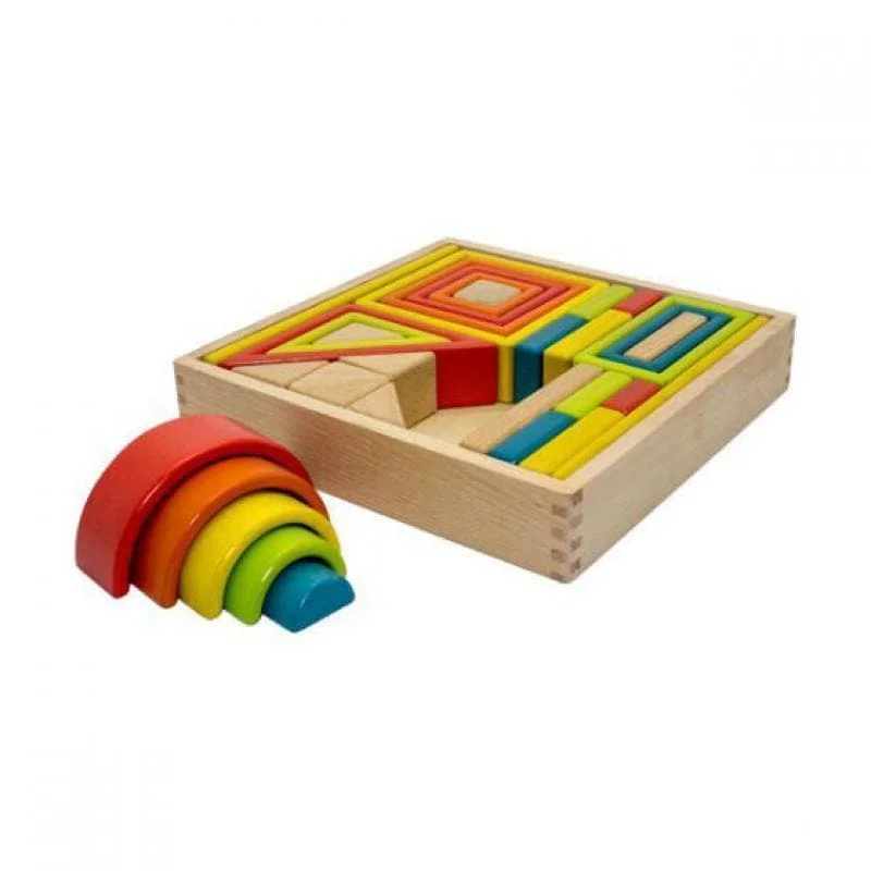 intricately carved wooden toys                   Rainbow Wooden Block Set