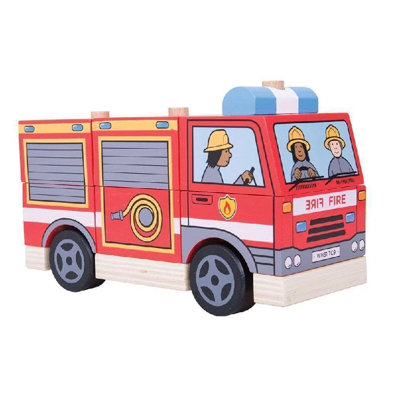 naturally finished and non-toxic wooden toys                   Stacking Fire Engine