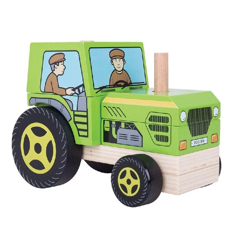 colorful wooden toys for toddlers             Stacking Tractor
