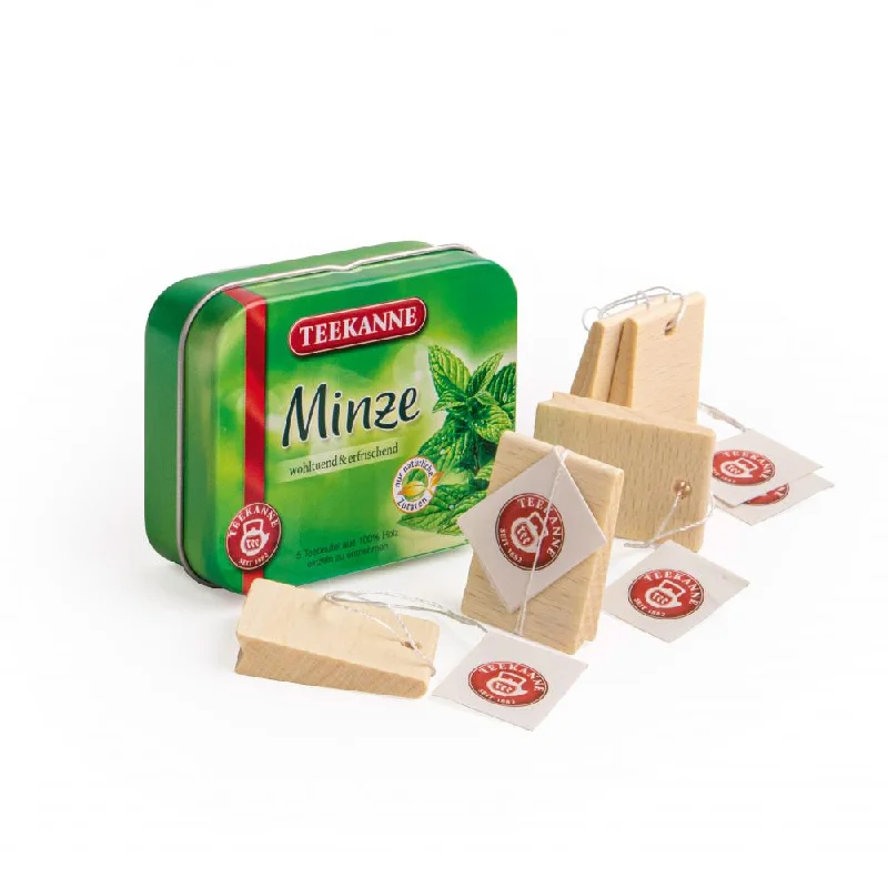 sturdy and durable wooden toys for rough play                   Erzi tea in a tin
