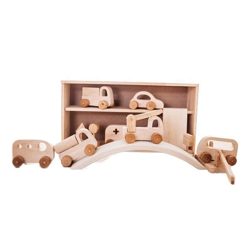 robust and child-safe wooden toys for all ages                   Vehicle Play Set