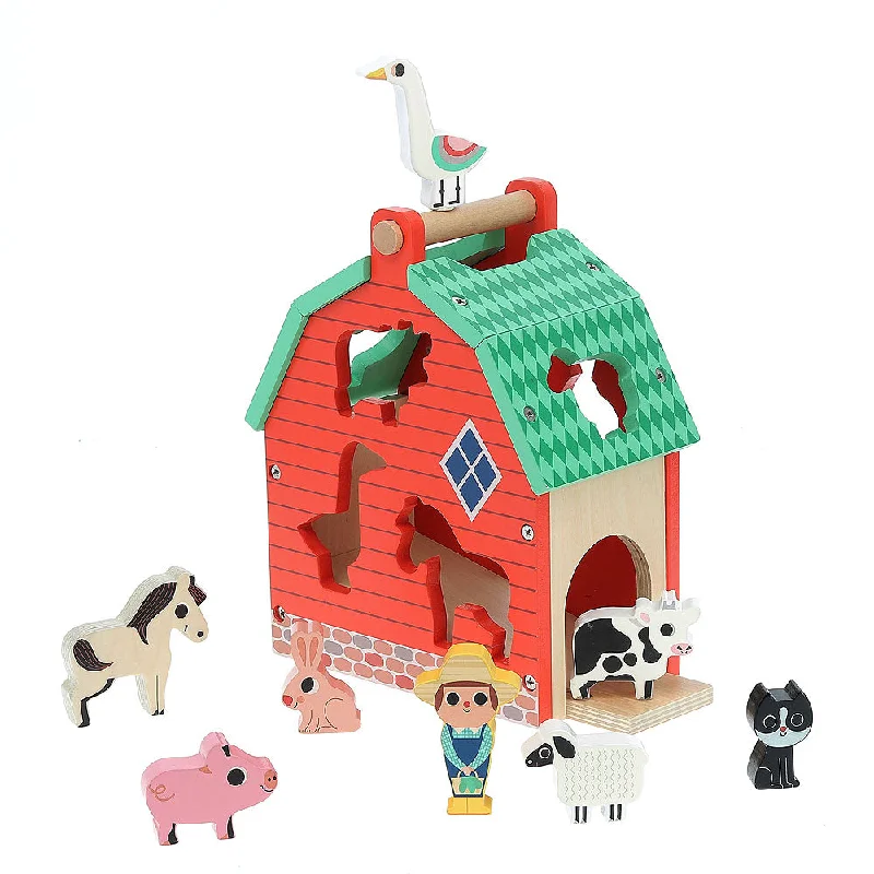 eco-friendly and safe wooden toys                   Vilac my nice farm shape sorter
