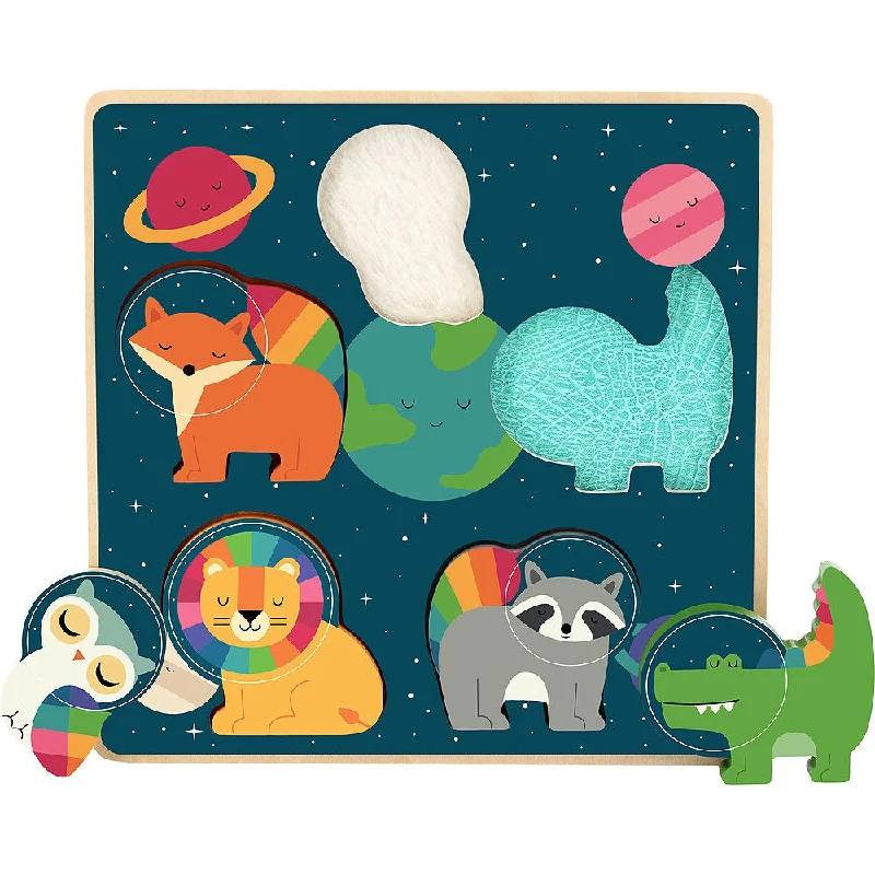 colorful wooden toys for toddlers             Vilac touch & feel space puzzle