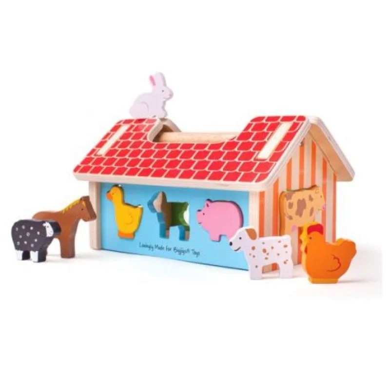 beautiful and detailed wooden toys that inspire creativity                   Farmhouse Shape Sorter