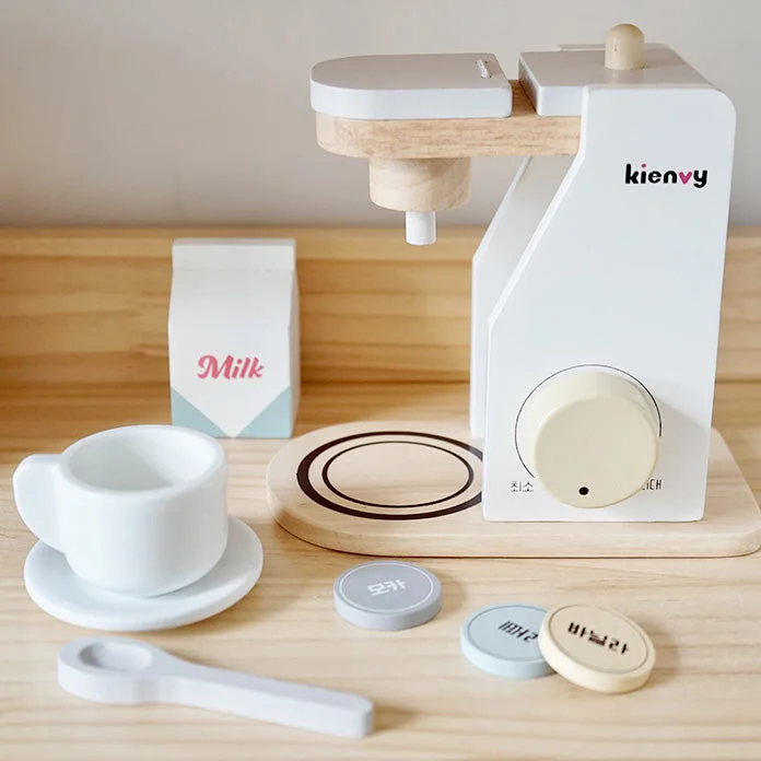 beautifully detailed wooden toys Korean brand Kienvy wooden coffee maker kitchen pretend role play beautifully detailed wooden toys Korean brand Kienvy wooden coffee maker kitchen pretend role play